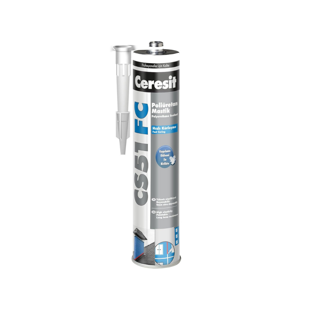 Ceresit CS 51 FC Siyah Poliüretan Mastik – 280 ml Yüksek Dayanımlı Derz ve Montaj Dolgusu