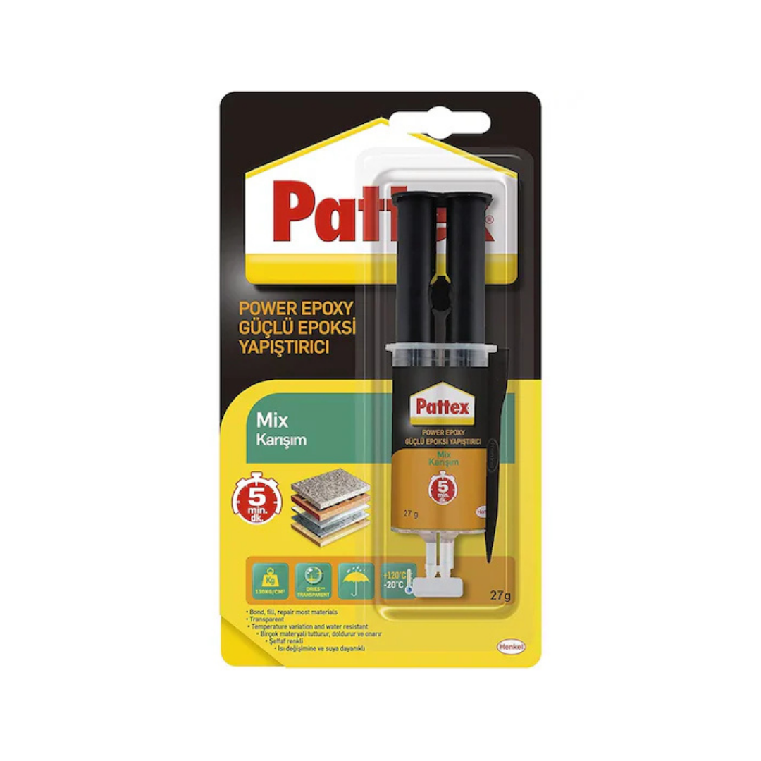Pattex Mix Epoksi 27 gr Şırınga – 2 Bileşenli Hızlı Kuruyan Güçlü Yapıştırıcı