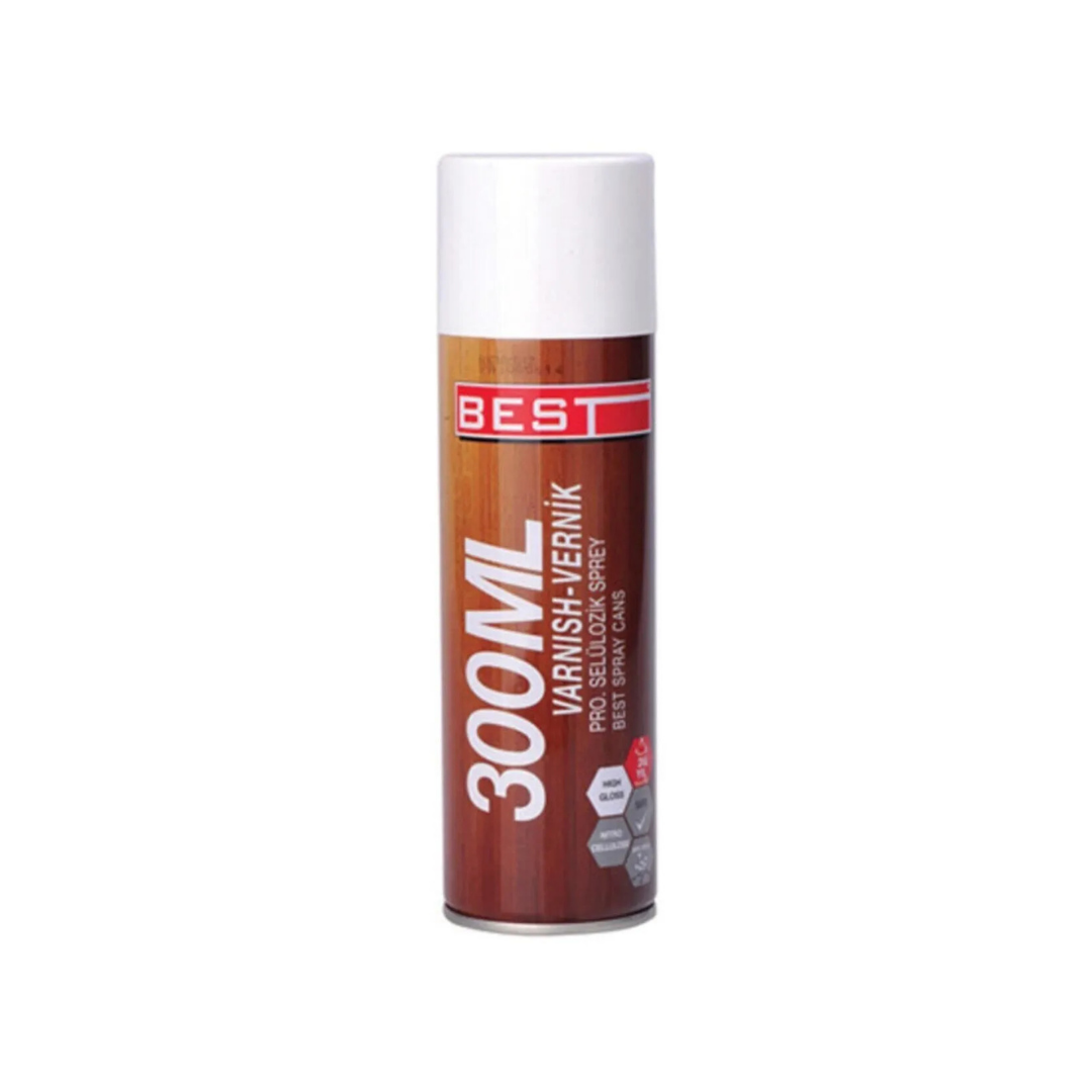 Best Selülozik Ahşap Vernik 300 ml – Hızlı Kuruyan Parlak Yüzey Koruyucu Sprey Vernik