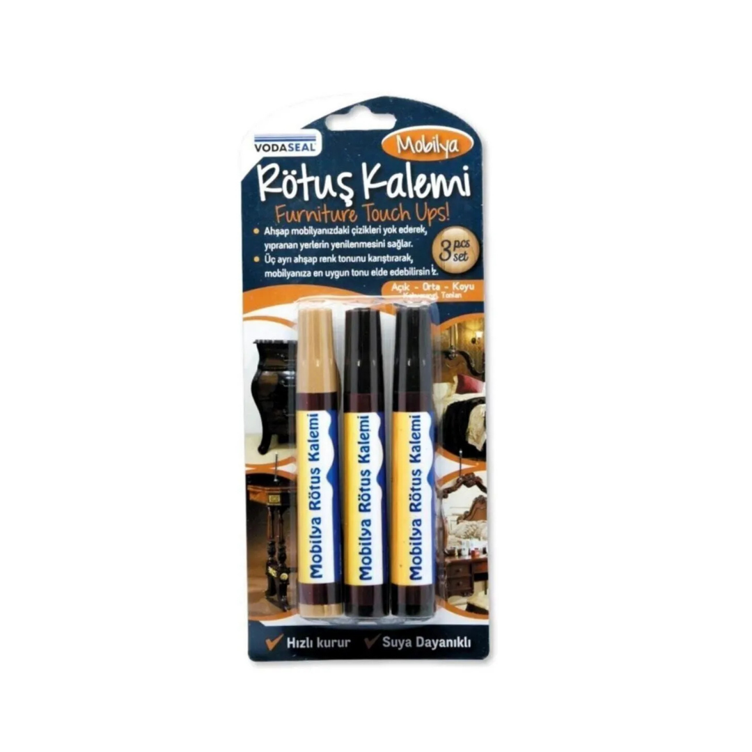 Vodaseal 3’lü Mobilya Rötuş Kalemi – Çizik ve Aşınmalara Pratik Çözüm