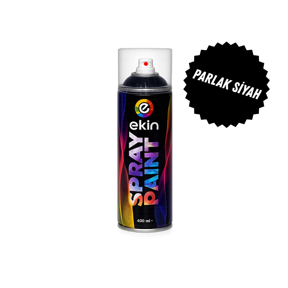 Ekin Sprey Boya 400 ml – Parlak Siyah Renkli Hızlı Kuruyan Boya