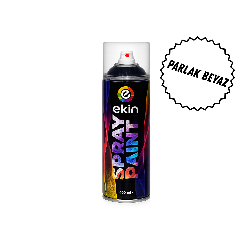 Ekin Sprey Boya 400 ml – Parlak Beyaz Renkli Hızlı Kuruyan Boya