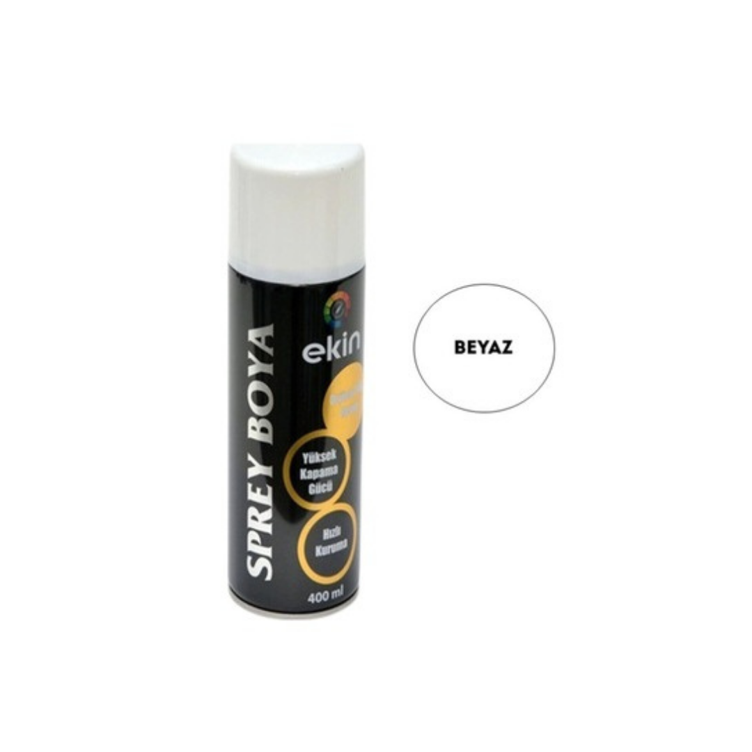 Ekin Parlak Beyaz Sprey Boya 200 ml – Hızlı Kuruyan ve Dayanıklı Sprey Boya