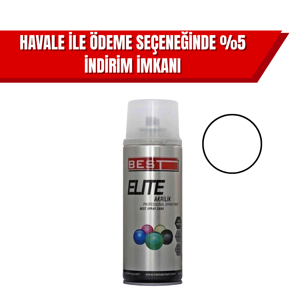 Best Elite Parlak Beyaz Sprey Boya – Canlı & Parlak Beyaz Kaplama 1 Koli (12 Adet)