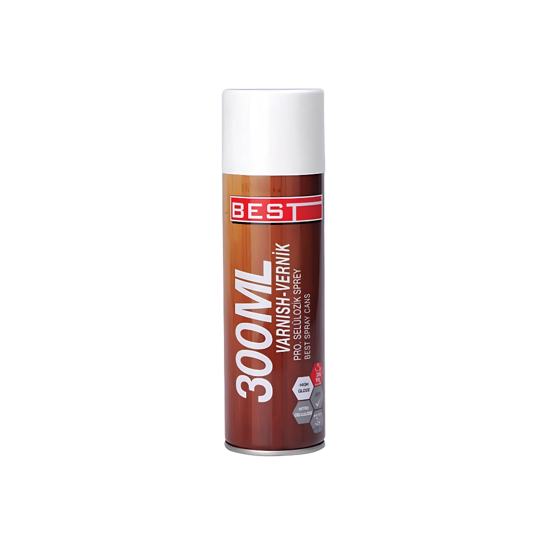 BEST Sprey Vernik Ceviz 300 ML – Ahşap Yüzeyler İçin Koruyucu ve Dekoratif Selülozik Vernik