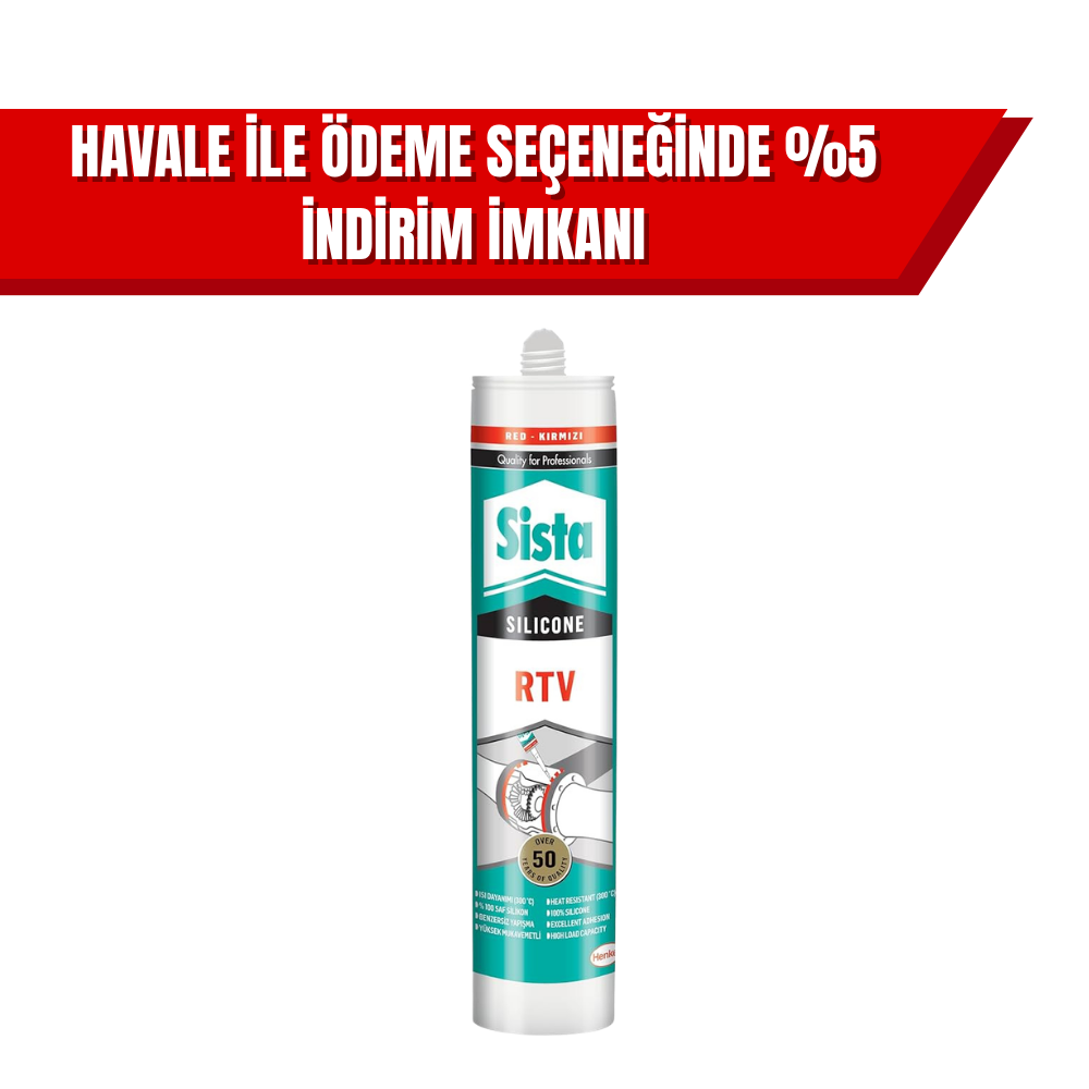 Sista RTV Kırmızı Sıvı Conta 310 ml | Yüksek Isı Dayanımlı Silikon Mastik (20'li Koli)