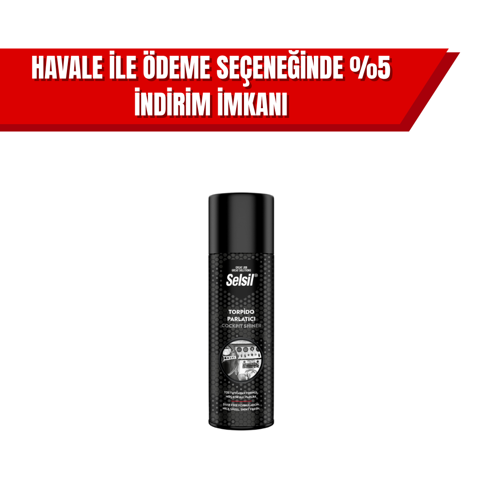 Selsil Torpido Parlatıcı 200 ml | Araç İçi Temizlik ve Plastik Yüzey Parlatıcı Sprey (36’lı Koli)