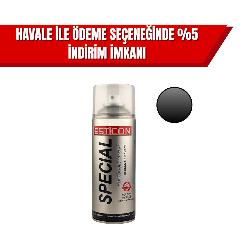 Best İcon Mat Siyah Sprey Boya 400 ml | Akrilik Mat Siyah Hızlı Kuruyan Sprey Boya (12'li Koli)
