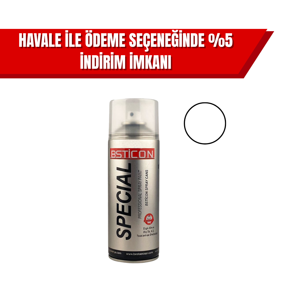 Best İcon Parlak Beyaz Sprey Boya 400 ml | Akrilik Yüksek Örtücülü Parlak Beyaz Sprey Boya (12'li Koli)