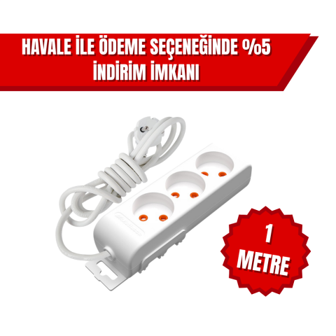Mutlusan Ri-Tech Çocuk Korumalı Anahtarlı Priz 1 Metre 1 KOLİ 12 ADET